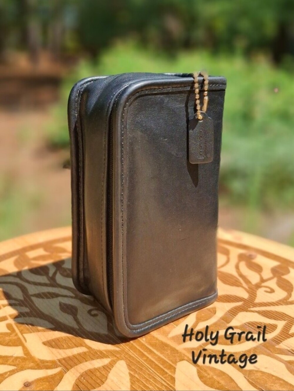 Vintage 90's Coach Black Glove-Tanned Leather Chubby Case #6925